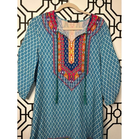 Urban Coco Ladies Vibrant Night Out Vacation Flowy Tunic Ladies Dress SZ Small - Picture 4 of 9